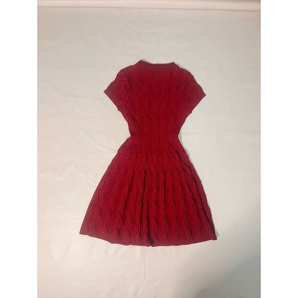 THE‎ KOOPLES JACQUARD MOTIFS RED KNIT DRESS, SIZE 1,S - Picture 6 of 7